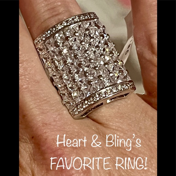 🌟🌟Hearts & Bling Signature Ring! CZs up to Knuckle Silver Ring-Iced Out Bling! - Picture 3 of 7